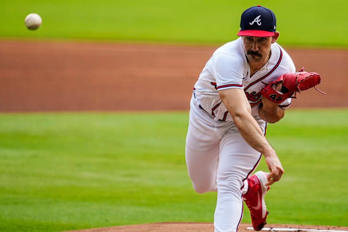 Braves righthander Spencer Strider pitches against the Phillies.